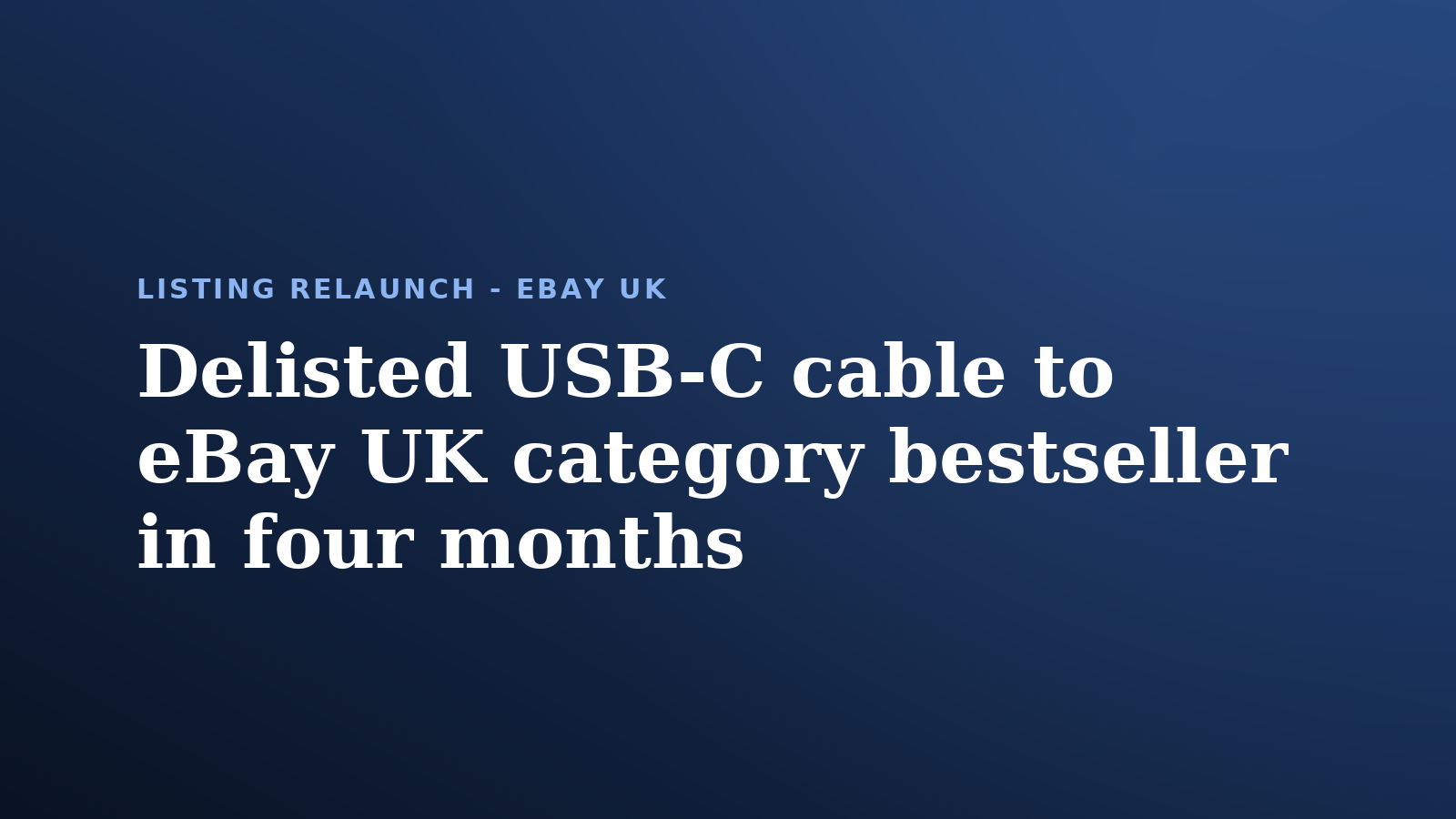 From cold start to category bestseller on eBay UK: 15,000 units a month on a patent-stripped USB-C cable